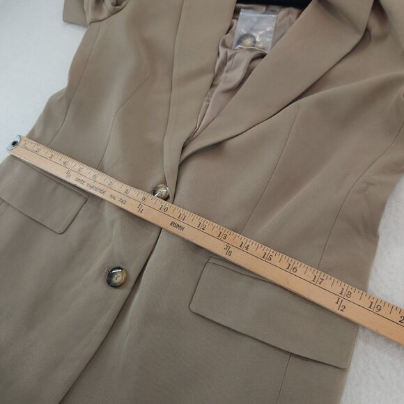 Grey Lab Women’s M Blazer Tan Minimalist Tailored Jacket Office Regency Chic - Picture 6 of 12